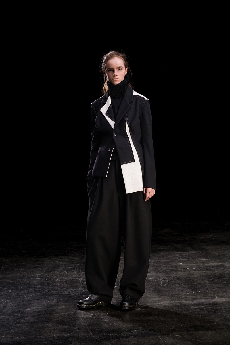 yohji yamamoto y's ys fall winter 2019 lookbook white coat black turtleneck