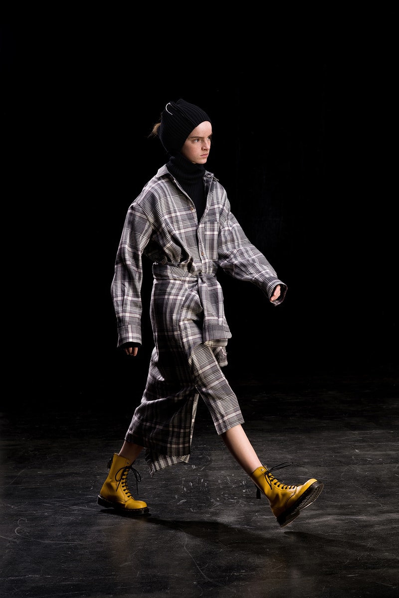 yohji yamamoto y's ys fall winter 2019 lookbook grey plaid coat