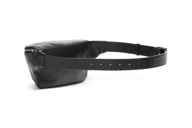 black leather ysl monogram bag fanny pack retro