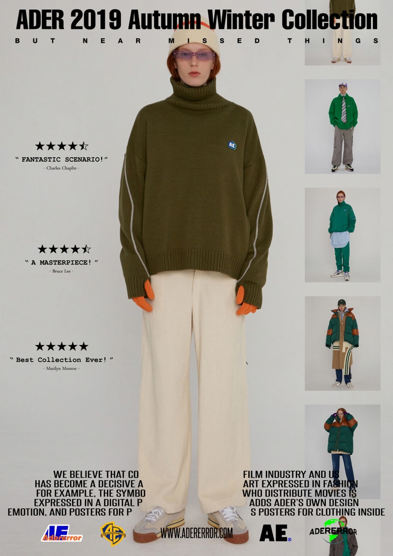 ader error fall winter collection film in fashion outerwear puffer coats jackets sweaters korean streetwear brand