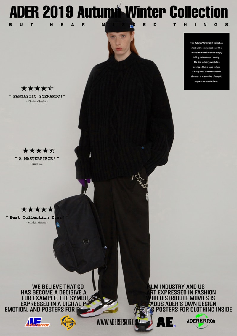ader error fall winter collection film in fashion outerwear puffer coats jackets sweaters korean streetwear brand