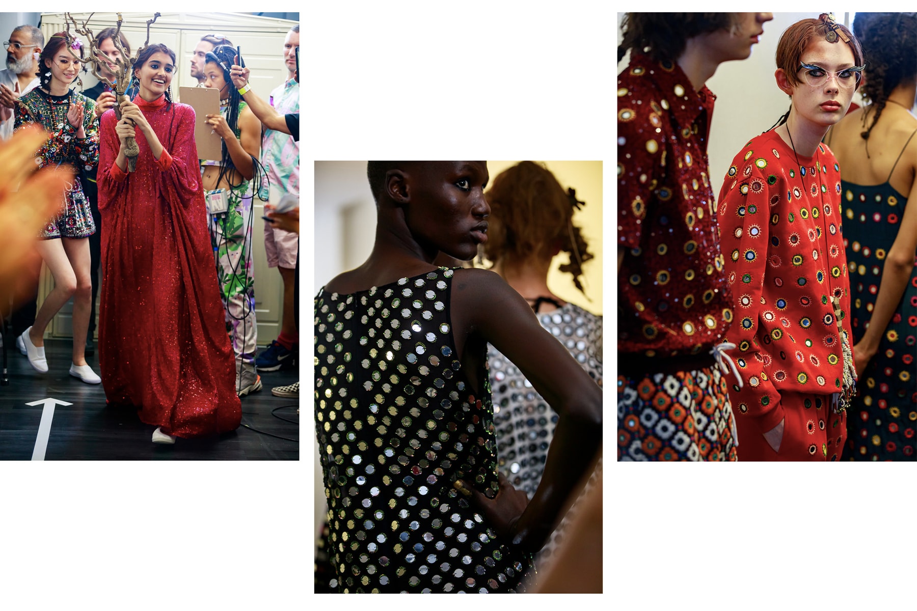 Backstage at ASHISH Spring/Summer 2020 London FW Fashion Week Interview Collection First Look Mirror Inspiration Pieces 