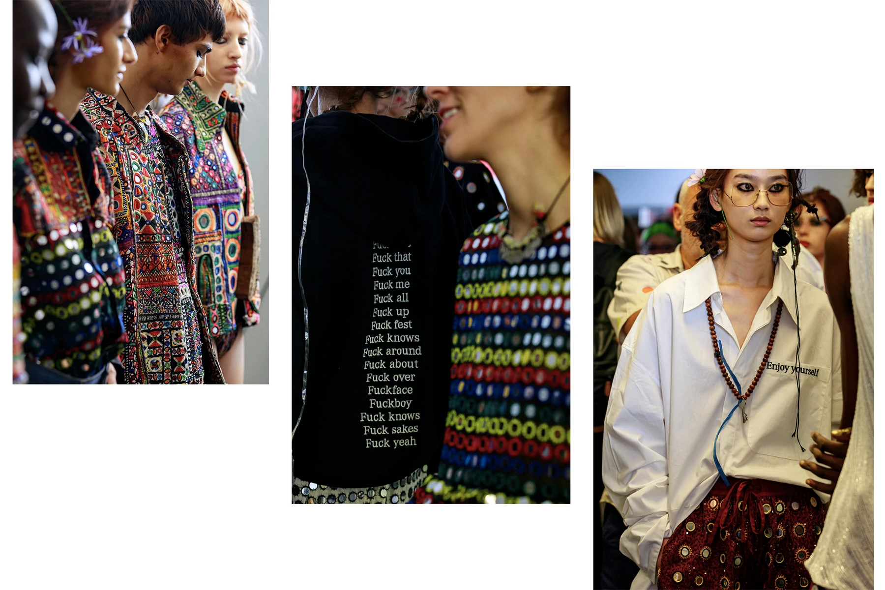 Backstage at ASHISH Spring/Summer 2020 London FW Fashion Week Interview Collection First Look Mirror Inspiration Pieces 