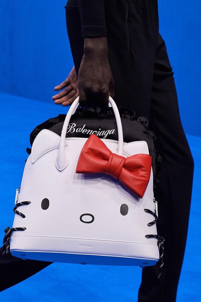 balenciaga spring summer 2020 paris fashion week pfw hello kitty bags men accessories white pink black designer 