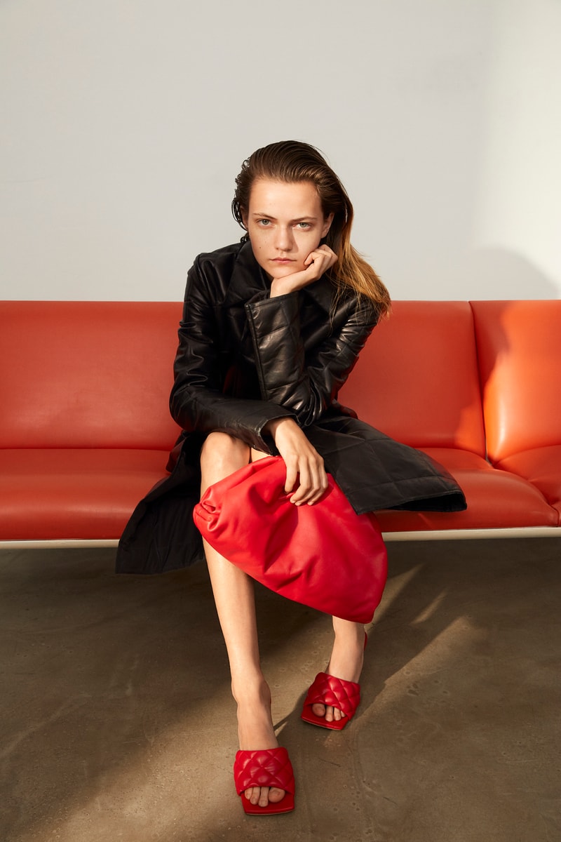 Bottega Veneta x mytheresa.com Exclusive Capsule The Pouch Square Toe Sandal Heel Red Design Release
