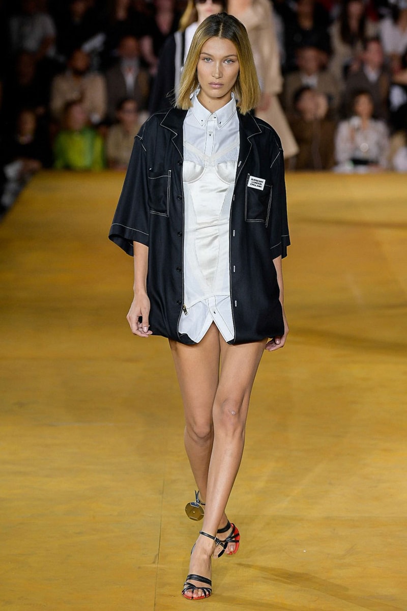 Burberry Riccardo Tisci Spring Summer 2020 London Fashion Week Bella Hadid Shirts Blue