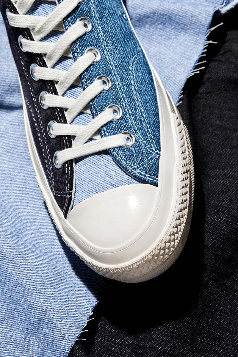 converse renew tri panel denim chuck 70 sneakers jeans sustainable fashion release date