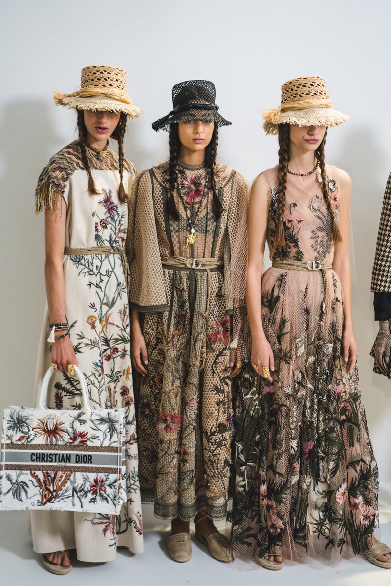 Dior Spring Summer 2020 Paris Fashion Week Collection Show Backstage Look Floral Dresses White Cream White