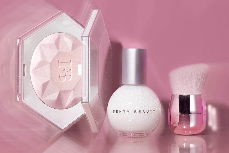 fenty beauty rihanna diamond bomb liquid powder highlighter glitter buki brush makeup beauty 