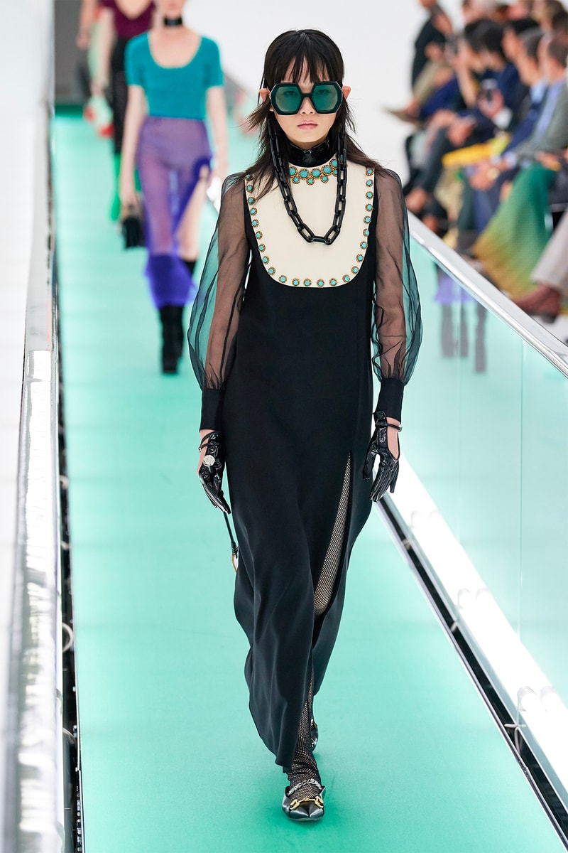 Gucci Orgasmique Spring Summer 2020 Runway Show Milan Fashion Week SS20 dress sunglasses chain