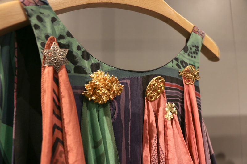 Joyce x Marine Serre Capsule Collection Hong Kong Dress Pink Green Gold