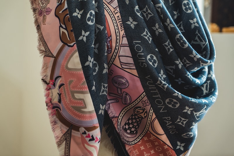 louis vuitton cruise 2020 collection closer look preview monogram gold logo bags clutch phone case egg scarf scarves accessories