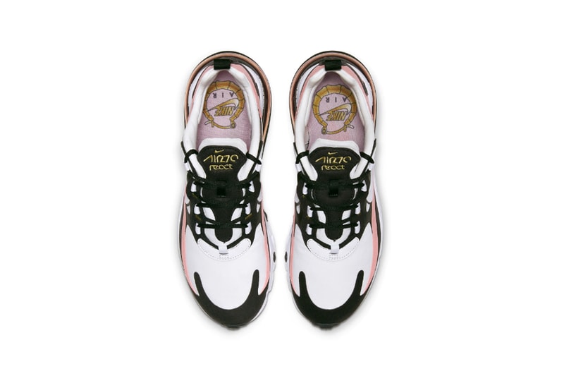 Nike Air Max 270 React Black Bleached Coral Metallic Gold White