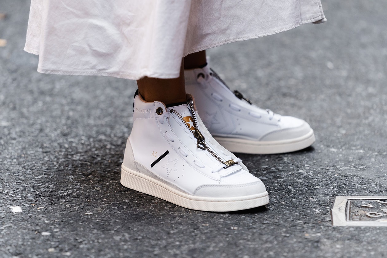 best street style sneakers new york fashion week nyfw nike Flyknit adidas comme des garcons sacai shox yeezy boost 700 balenciaga track converse pro leather ss20 spring summer 2020 