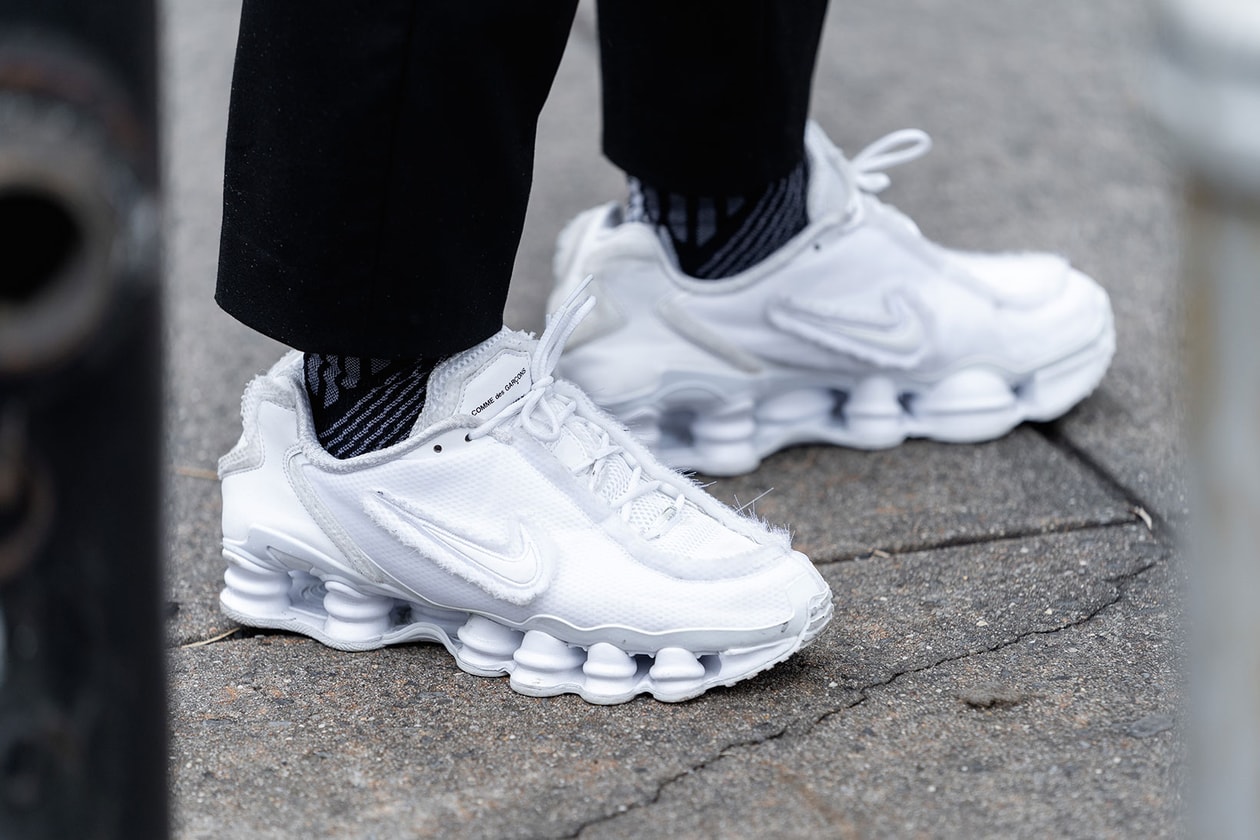 best street style sneakers new york fashion week nyfw nike Flyknit adidas comme des garcons sacai shox yeezy boost 700 balenciaga track converse pro leather ss20 spring summer 2020 