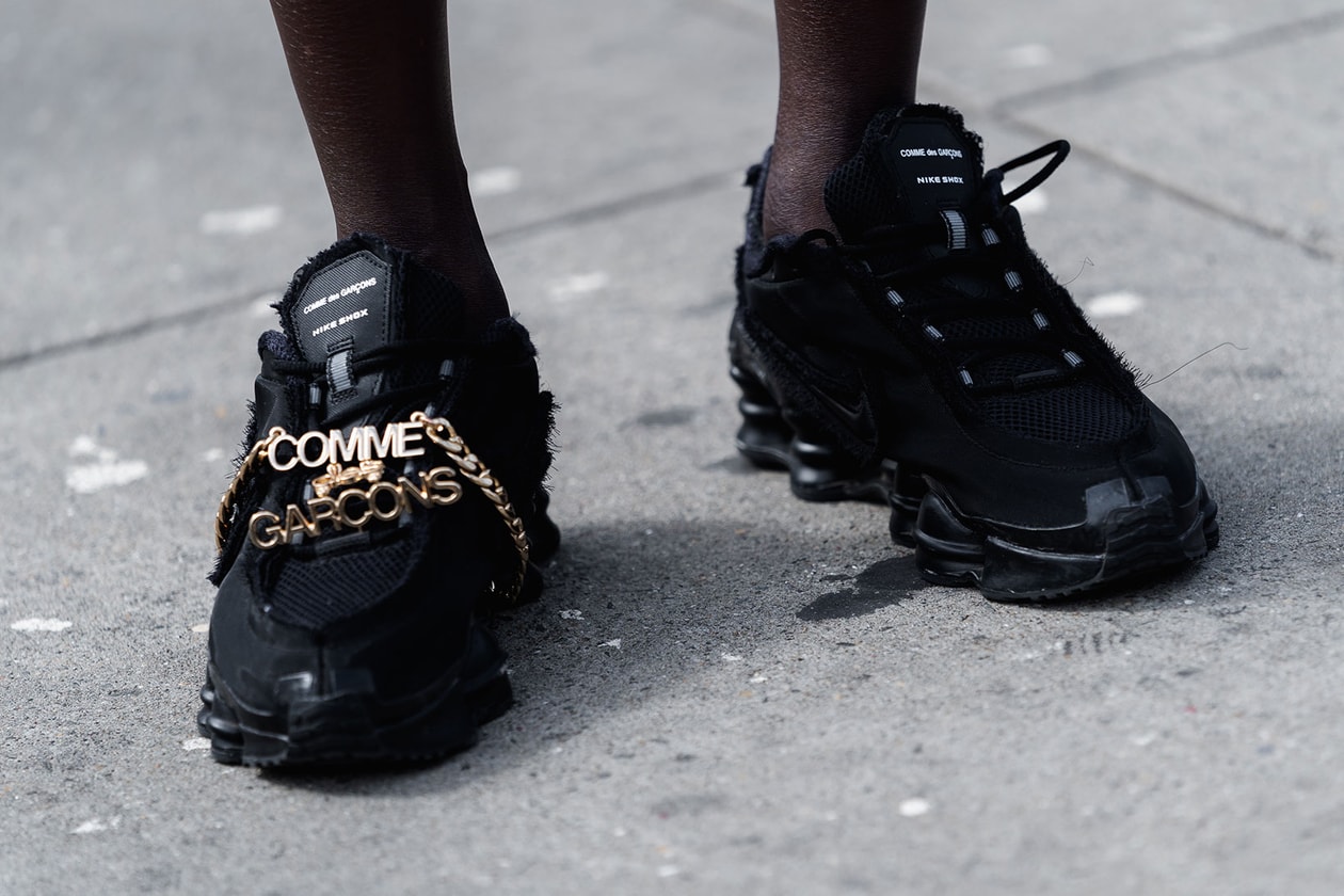 best street style sneakers new york fashion week nyfw nike Flyknit adidas comme des garcons sacai shox yeezy boost 700 balenciaga track converse pro leather ss20 spring summer 2020 