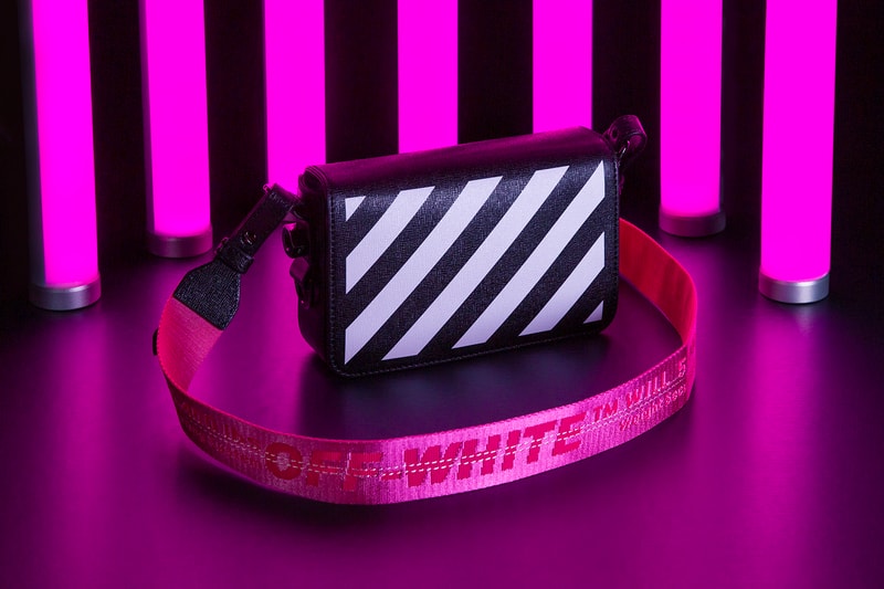 FLANNELS Off White Hot Pink Diagonal Stripe Bag  T-Shirt Industrial Belt