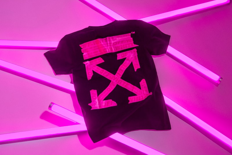 FLANNELS Off White Hot Pink Diagonal Stripe Bag  T-Shirt Industrial Belt