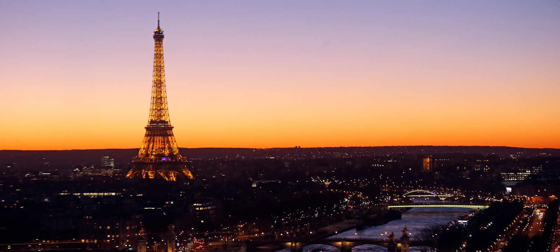 Paris Eiffel Tower Tour Sunset Skyline