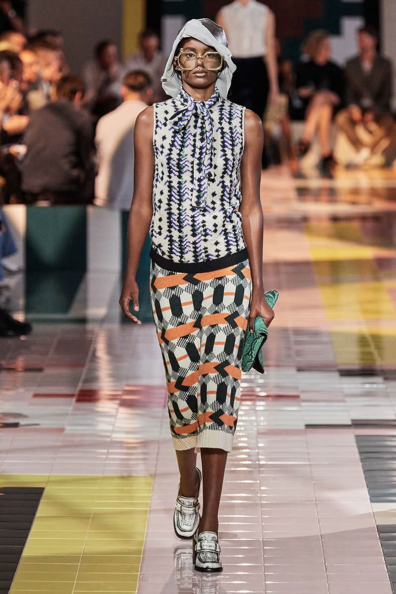Prada Spring Summer 2020 Collection Milan Fashion Week Hoodie Black White Skirt Orange Green