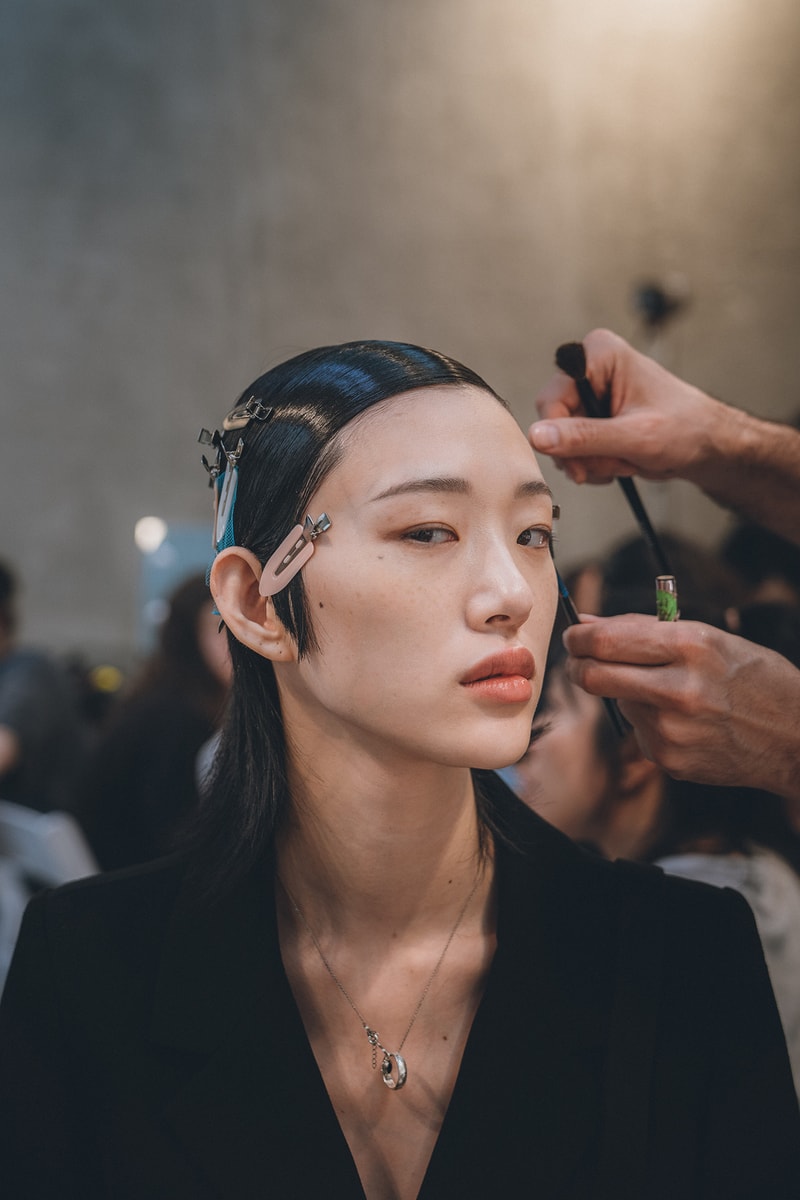 Prada Spring Summer 2020 Runway Show Milan Fashion Week Backstage Beauty Prep Hair Makeup Model Sora Choi
