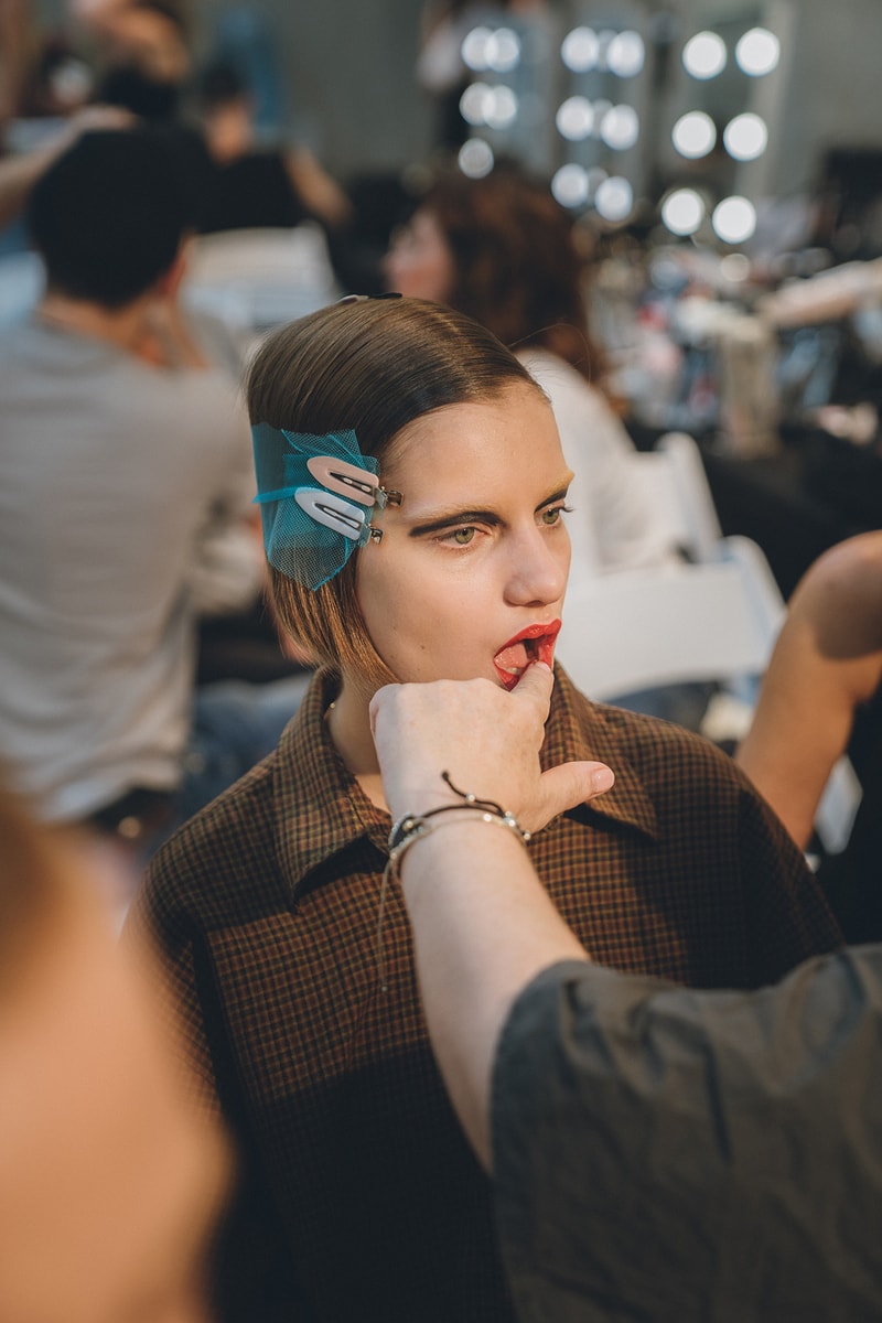 Prada Spring Summer 2020 Runway Show Milan Fashion Week Backstage Beauty Prep Hair Makeup Model