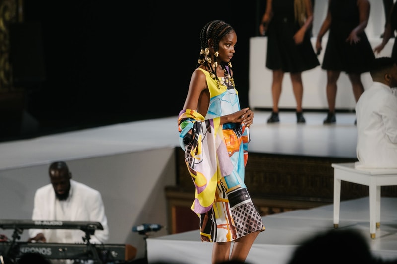 Pyer Moss Collection 3 New York Fashion Week Spring Summer 2020 Dress Yellow Blue