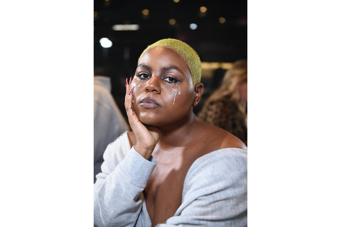 Rihanna Savage X Fenty Show New York Fashion Week Spring Summer 2020 Dress Black Maison Margiela Red Lip Earrings