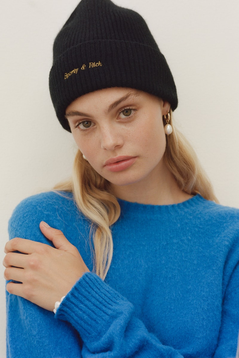 Sporty & Rich x Harmony Emily Oberg Collaboration Lookbook Collection Sweaters Logo Knits Beanie 