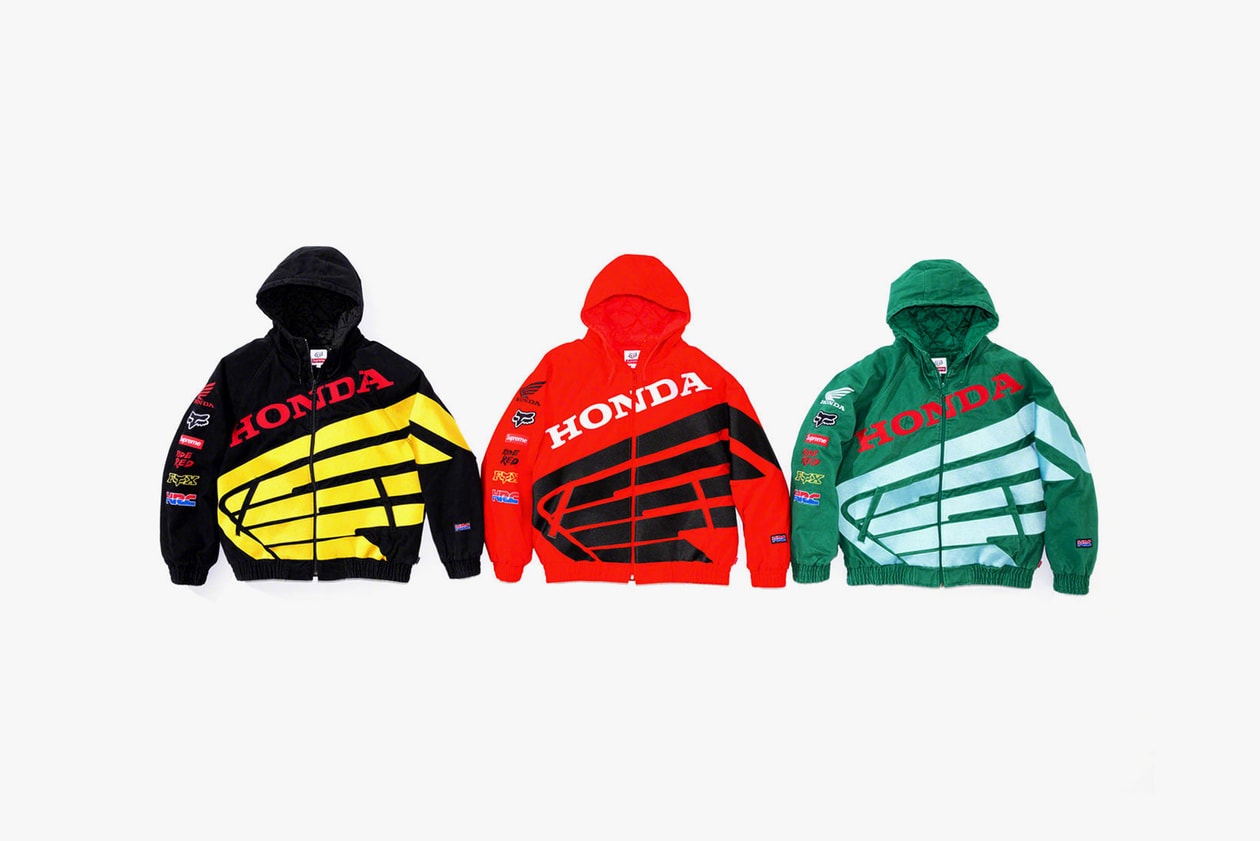 supreme honda fox racing fall winter collection jackets sweatshirts pants goggles gloves helmets