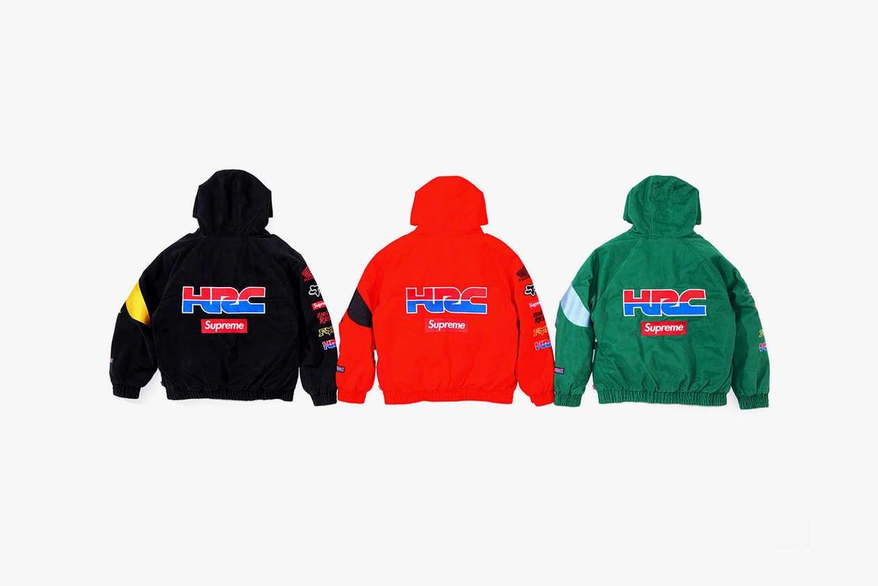 supreme honda fox racing fall winter collection jackets sweatshirts pants goggles gloves helmets