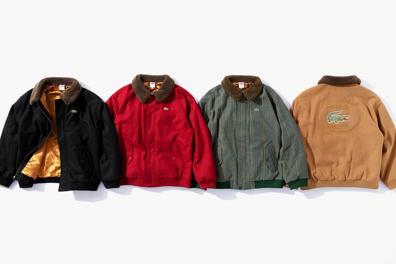 supreme lacoste fall winter collection jackets hoodies pants hats beanies release date clothes fashion