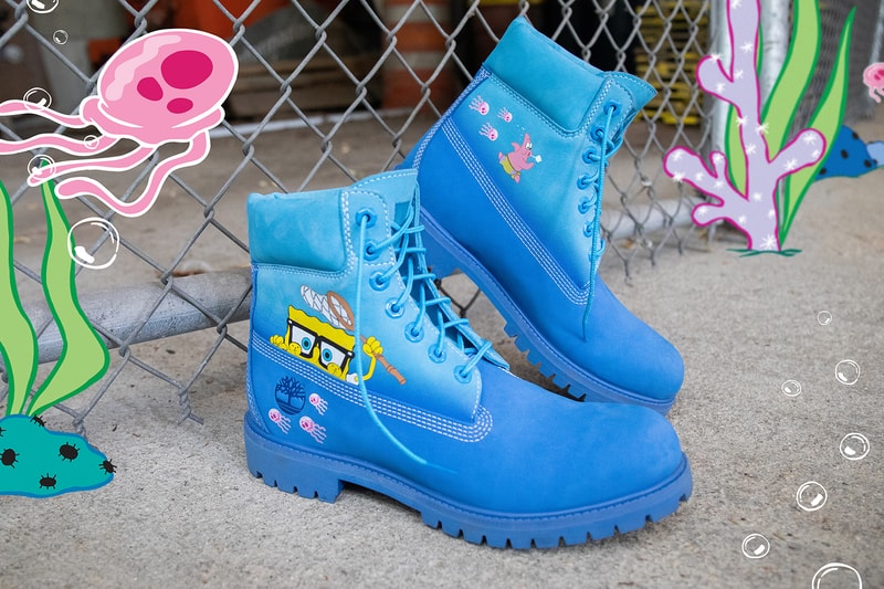 timberland spongebob squarepants collaboration boots blue black release date footwear shoes jackets hoodies shorts shirts apparel mens kids