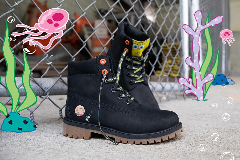 timberland spongebob squarepants collaboration boots blue black release date footwear shoes jackets hoodies shorts shirts apparel mens kids
