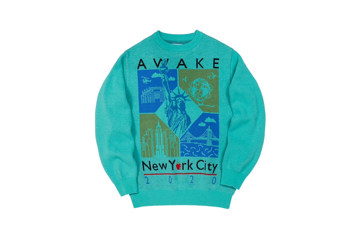 awake ny fall winter collection silk long sleeve shirt green white black egyptian print necklace accessories clothes fashion lookbook