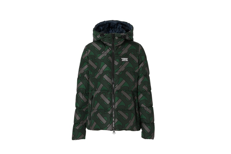 Burberry Monogram Print Puffer Jacket Forest Green
