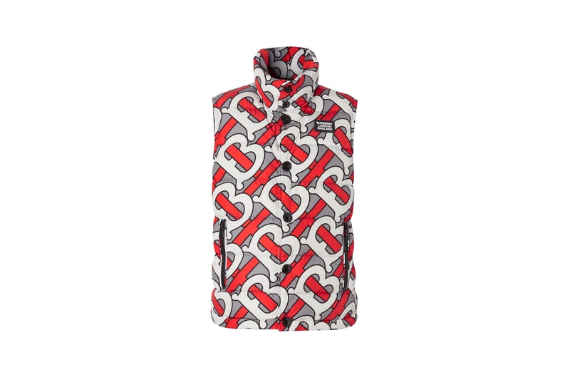 Burberry Monogram Print Puffer Gilet Steel Grey