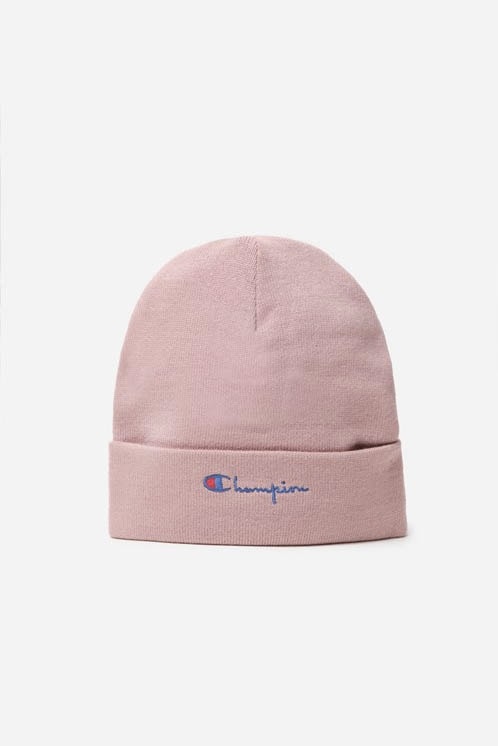 Champion Logo Beanie Hat Pink Yellow Grey Fall Winter Accessory Sporty Cozy Staple