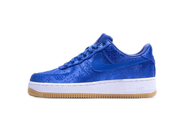 CLOT x Nike Air Force 1 "Royale University Blue Silk" Sneaker Collaboration Release Date Trainer Shoe Footwear Pattern Drop 