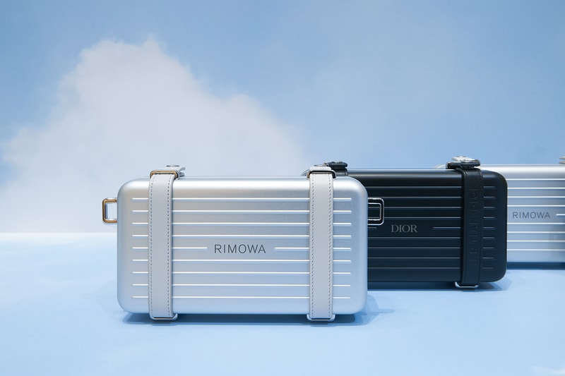 dior rimowa suitcase luggage collaboration travel bags blue silver