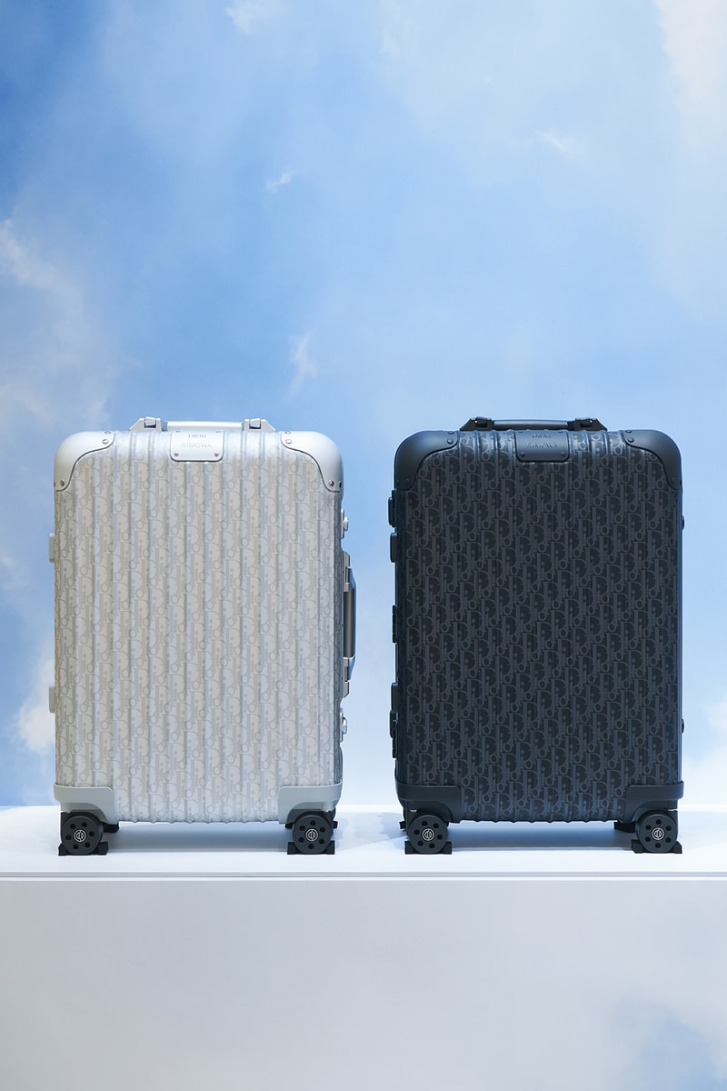 dior rimowa suitcase luggage collaboration travel bags blue silver