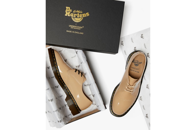 UNDERCOVER x Dr. Martens Patent Leather Shoes Collaboration Collection Drop Black Beige 