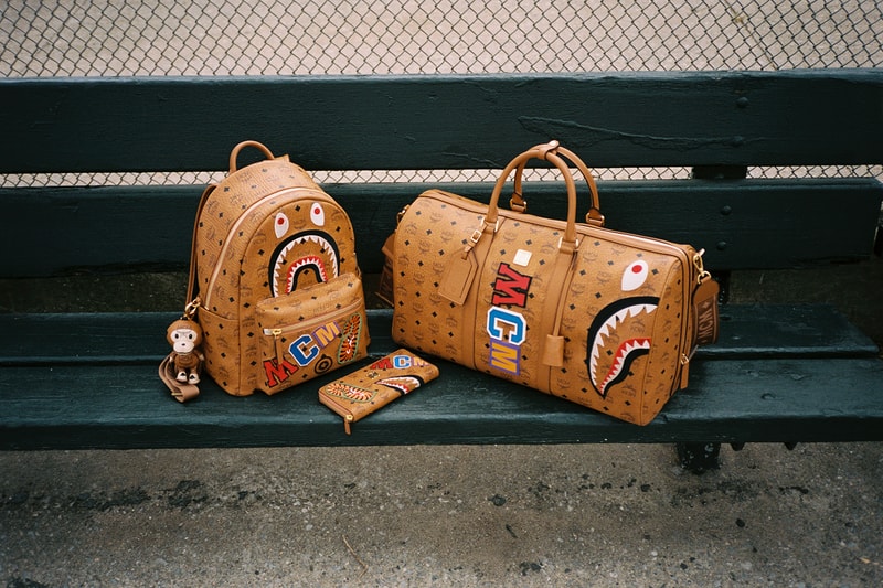 mcm bape collaboration streetwear jackets pants backpack bags fashion campaign lookbook models brooklyn new york