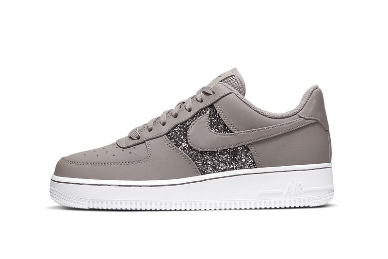 Nike Air Force 1 Glitter Beige Swoosh Sneaker Brown White Sparkle Trainer Shoe Release Fall Winter 