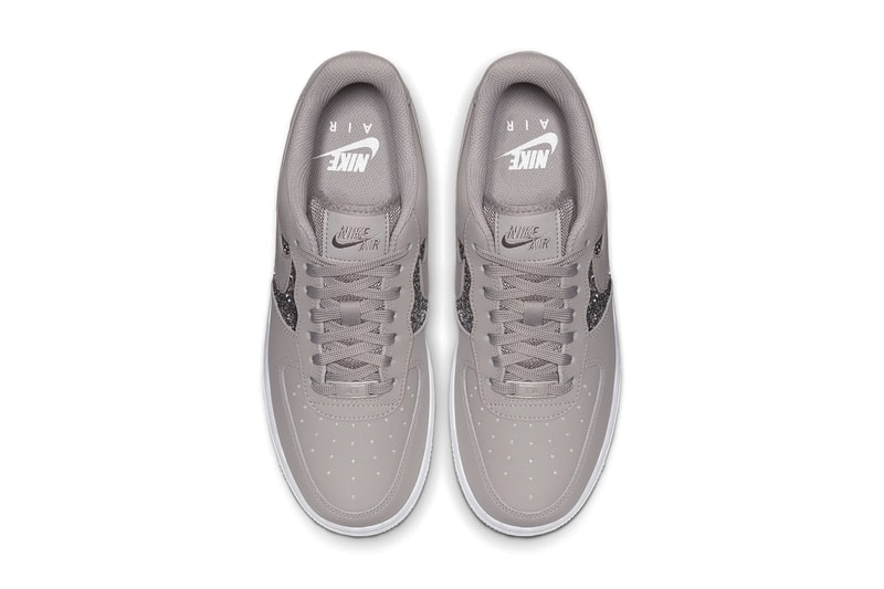 Nike Air Force 1 Glitter Beige Swoosh Sneaker Brown White Sparkle Trainer Shoe Release Fall Winter 