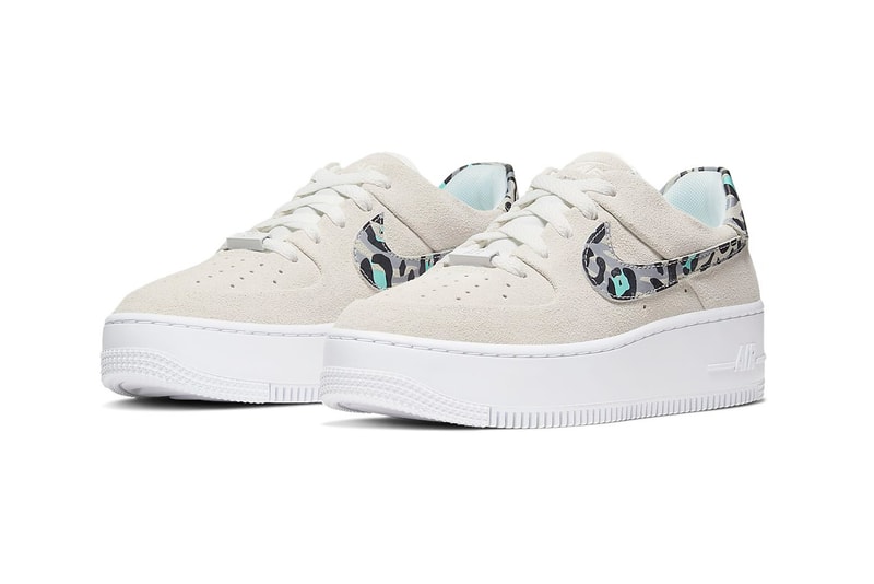 Nike Air Force 1 Sage Low Leopard Print Swoosh Sneakers Trainers Platform Sole Women's Ladies 