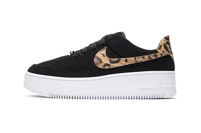 Nike Air Force 1 Sage Low Leopard Print Swoosh Sneakers Trainers Platform Sole Women's Ladies 