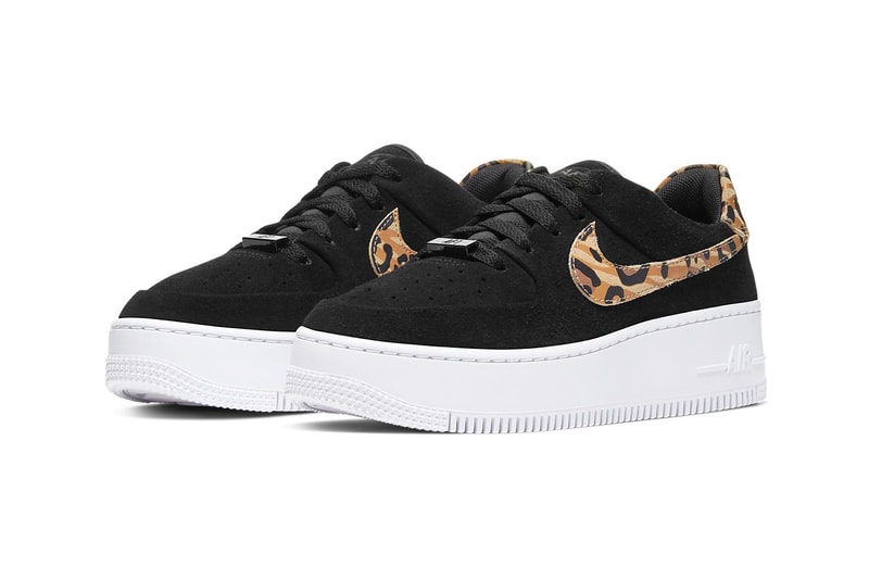 Nike Air Force 1 Sage Low Leopard Print Swoosh Sneakers Trainers Platform Sole Women's Ladies 