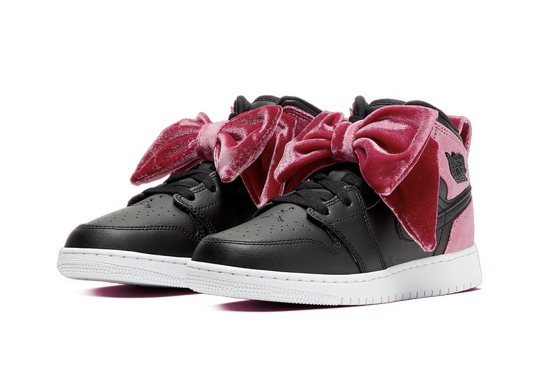 Nike Air Jordan 1 Mid Pink White Bow Release Sneaker Shoe Women's Exclusive Collection 