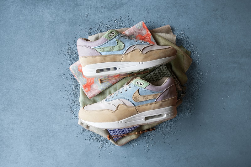 nike air max 1 wagashi traditional japanese sweets food ryustyler chase shiel collaboration custom sneakers pastel blue purple green brown shoes sneakerhead footwear